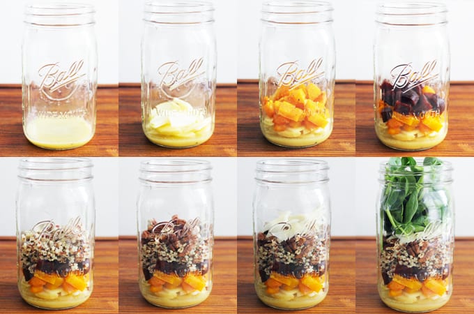 butternut squash and quinoa mason jar salad step by step tutorial // FitLiving blog